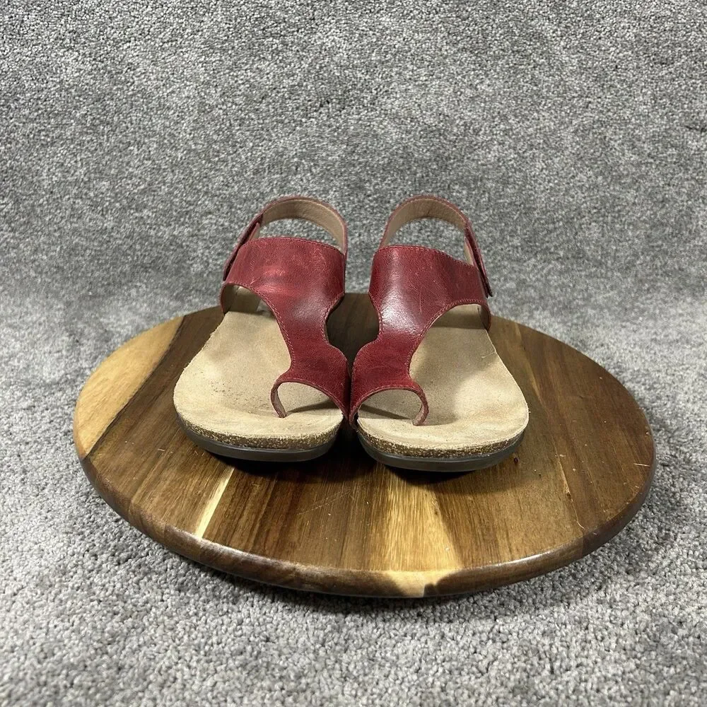 Dansko Reece Women's Size EU 38 Cinnabar Waxy Red Leather Toe-Loop Sandals Used
